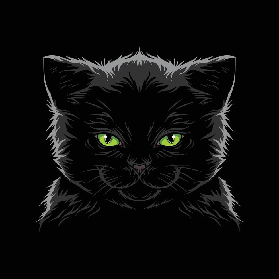 Cool cat face illustration vector