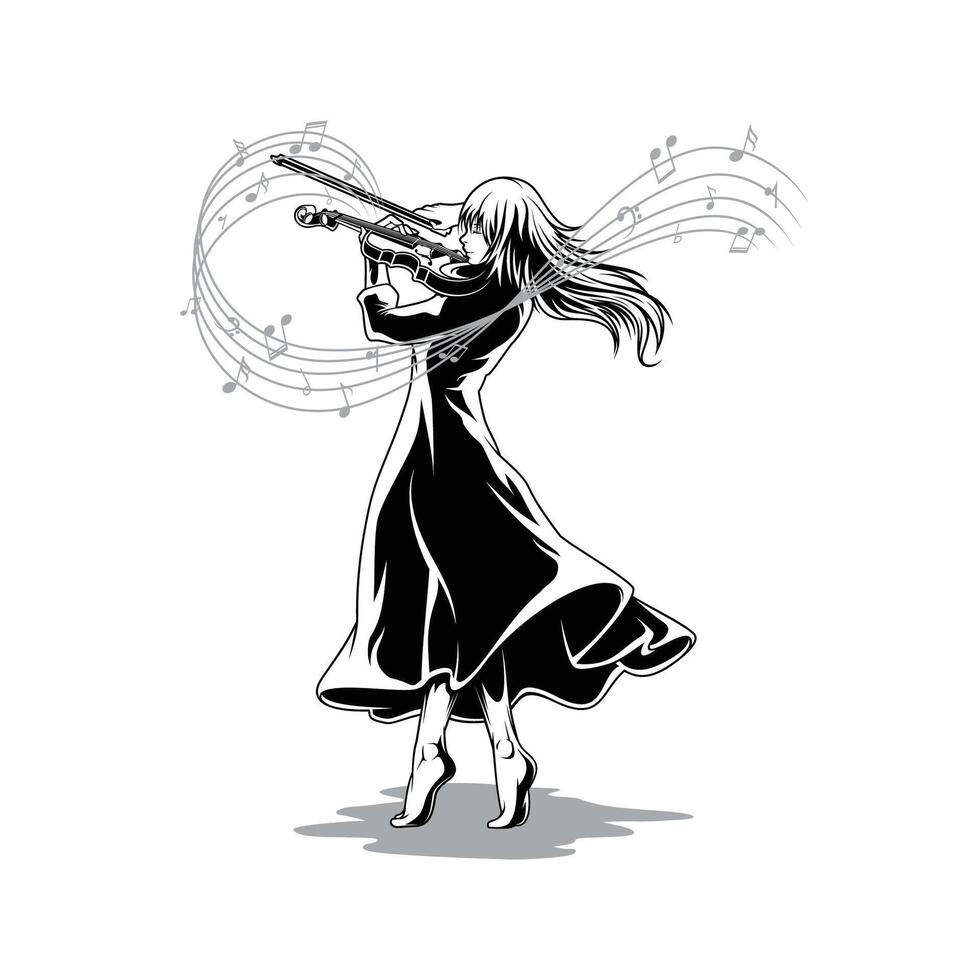 The beautiful violinist illustration vector