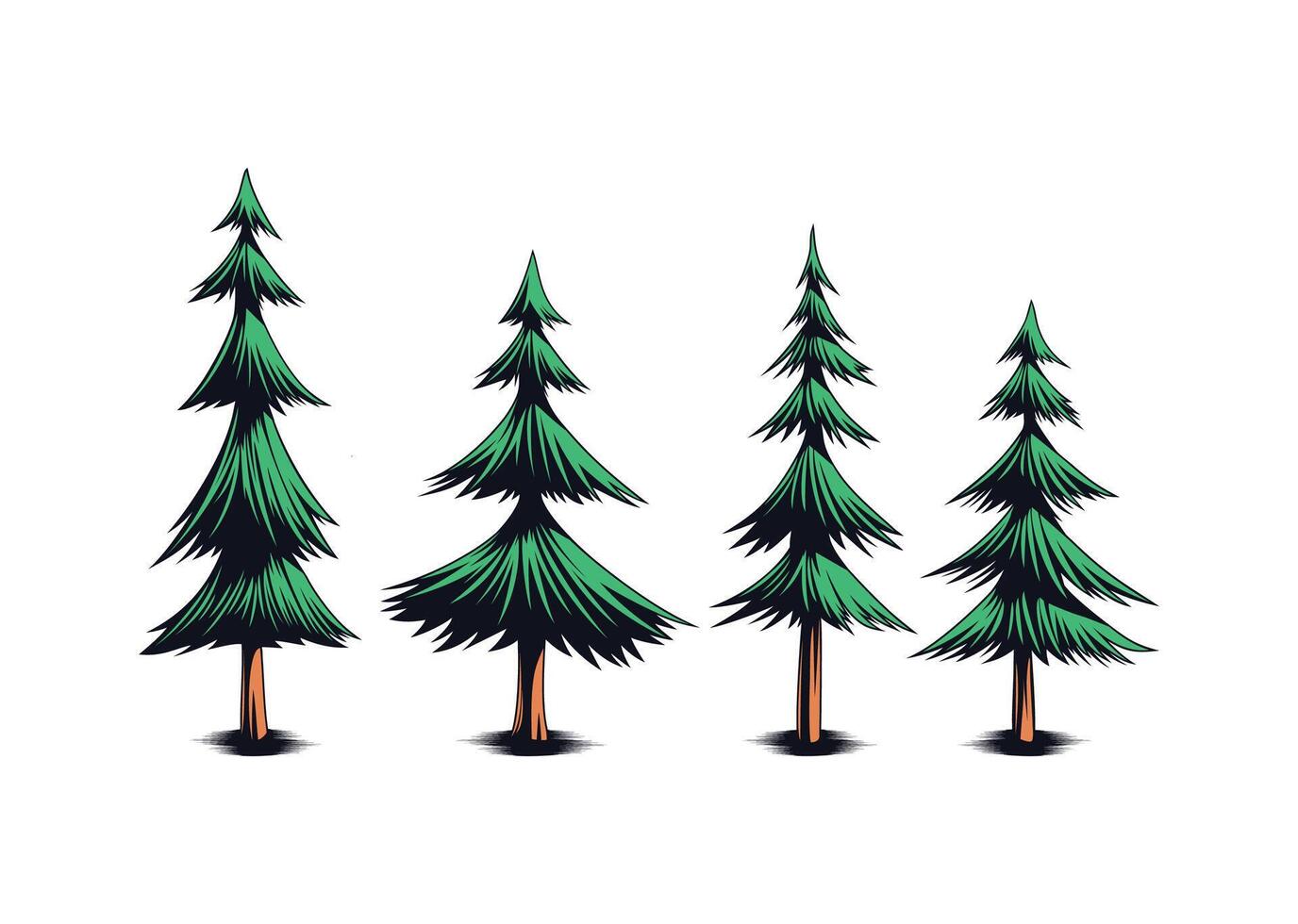 Pine tree set illustration vector