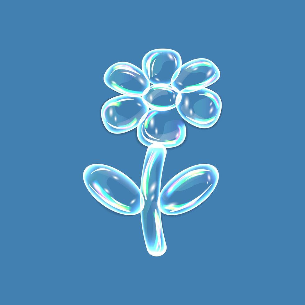 jabón burbujas, agua gotas en flor forma con oscuridad en azul antecedentes. vector ilustración con agua gotas. vector ilustración
