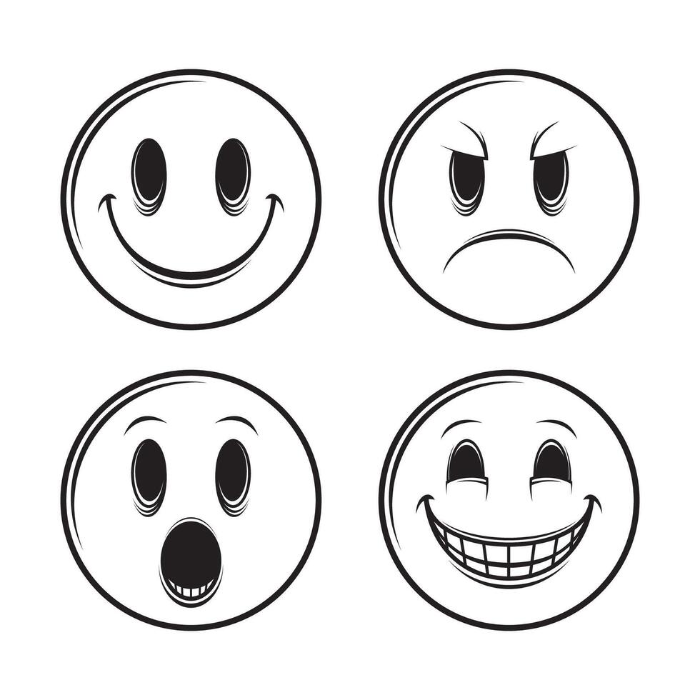 Emoticon logo icon set vector