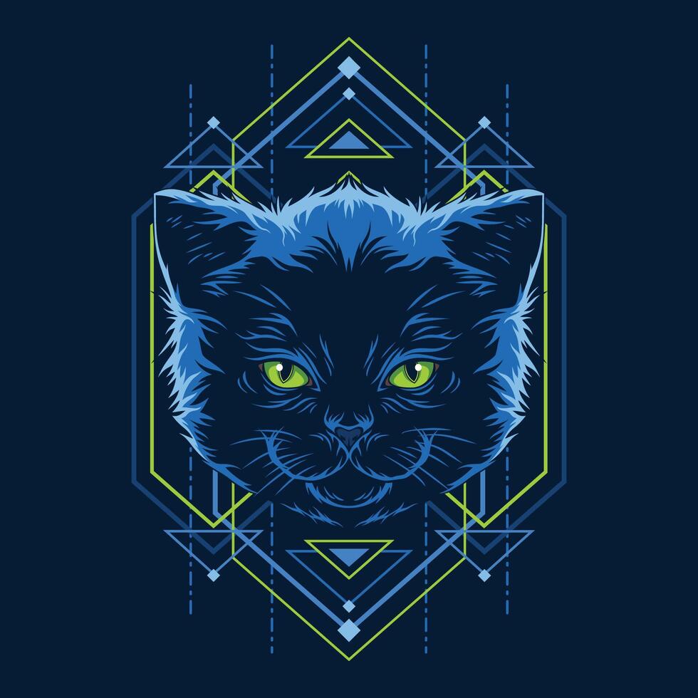 Cat head geometry illustration vector