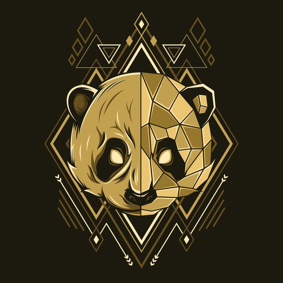 Panda head geometry style illustration vector