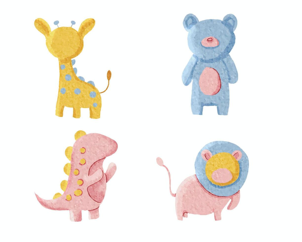 Cute Wild Animal Watercolor Illustration vector