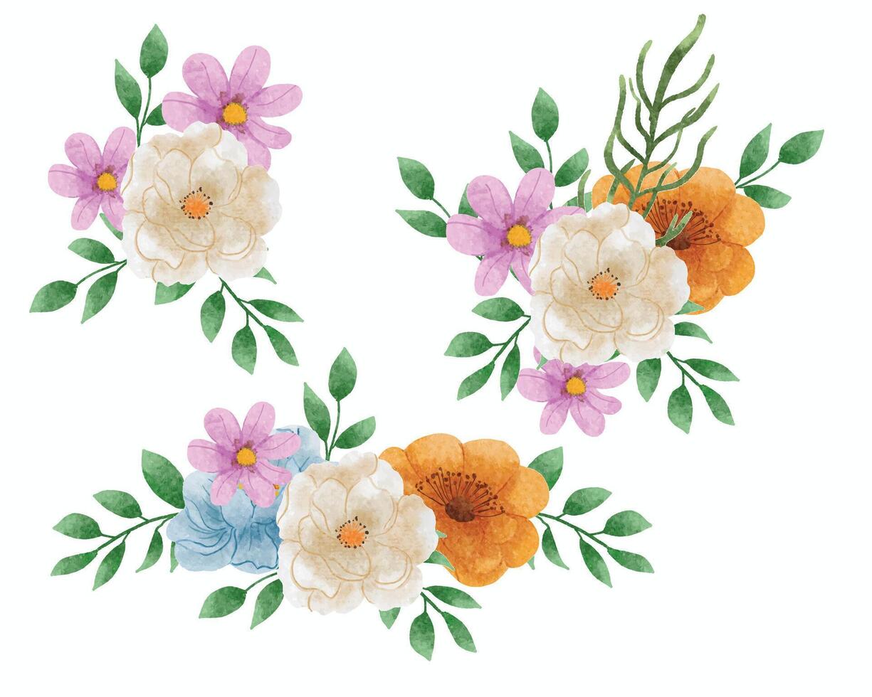 Blue and White Watercolor Flower Arrangement vector
