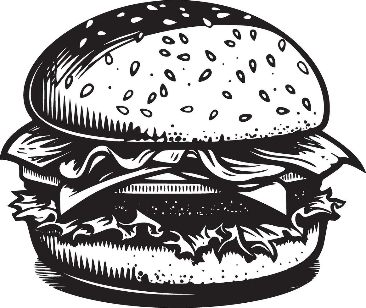 hamburguesa vector negro y blanco