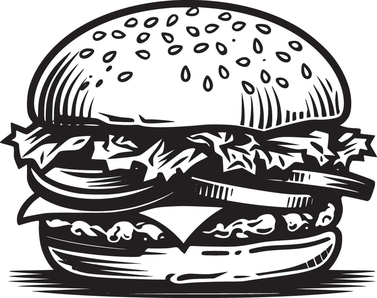 hamburguesa vector negro y blanco