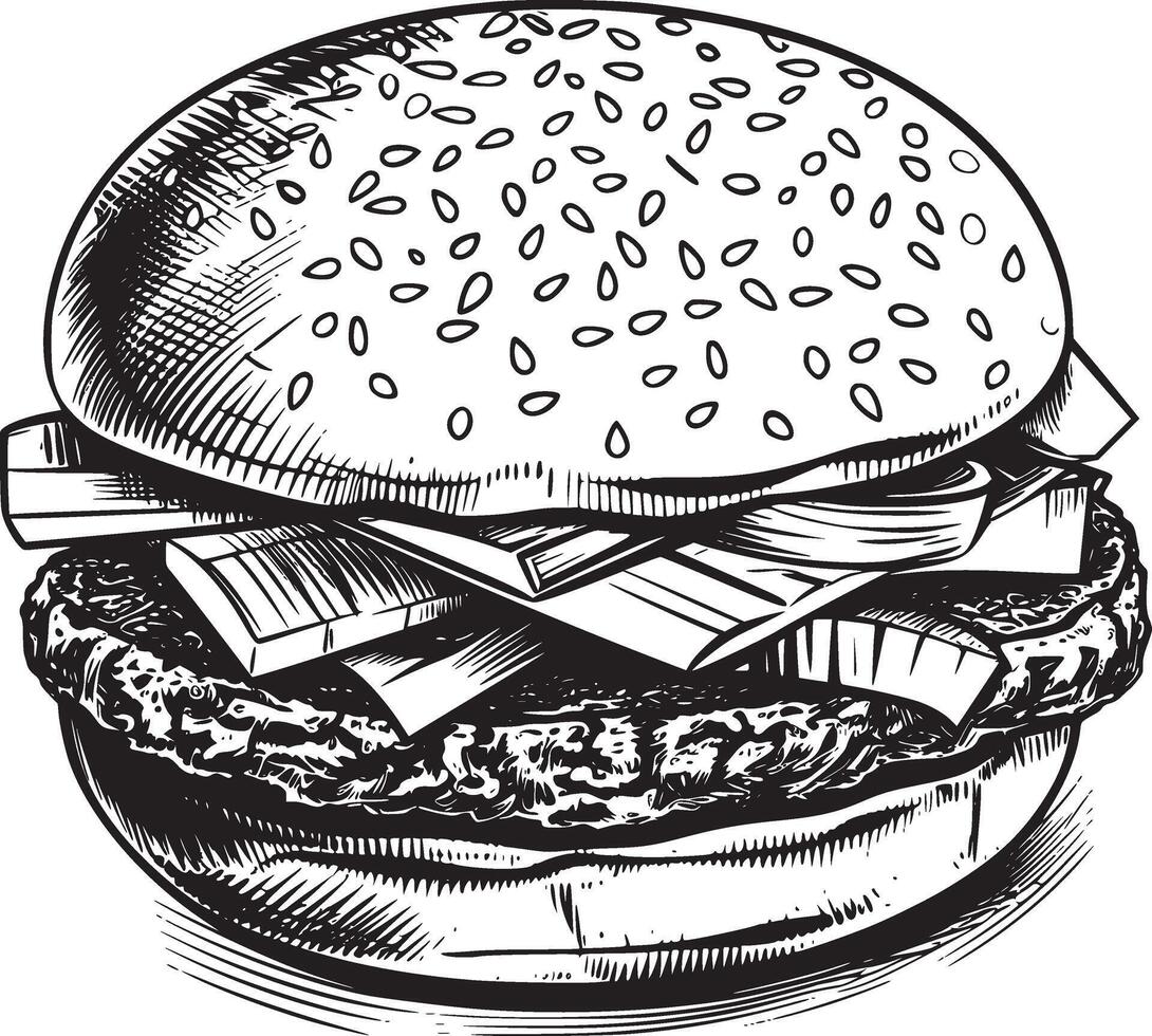 hamburguesa vector negro y blanco