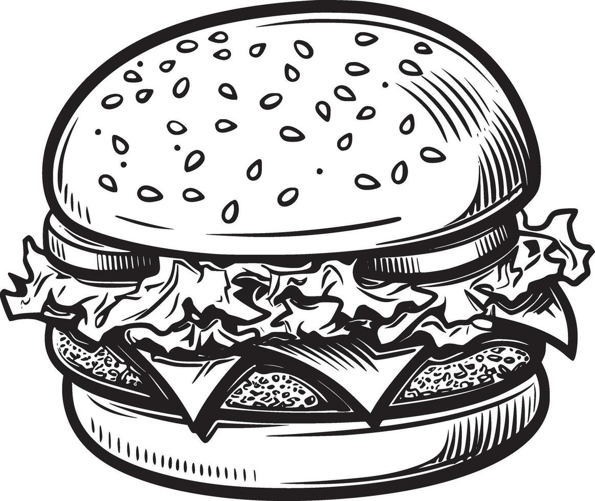 hamburguesa vector negro y blanco