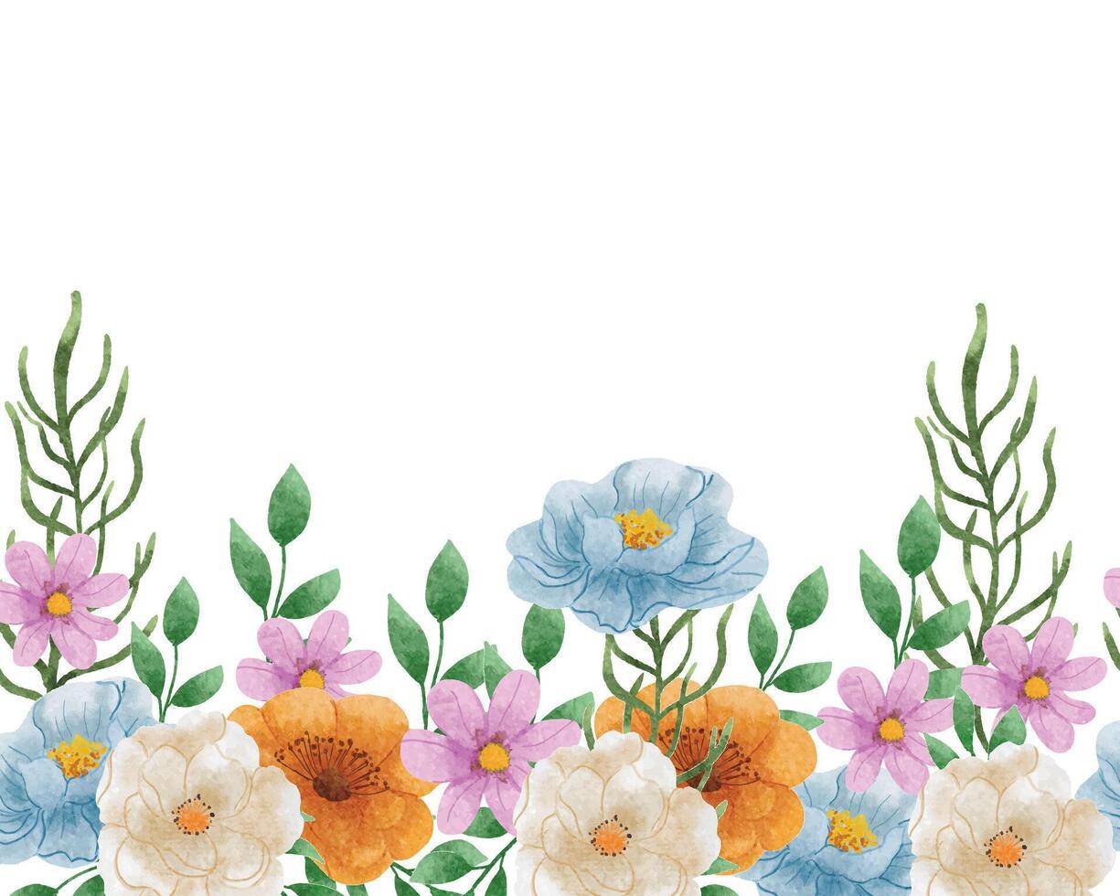 Blue and White Rose Watercolor Flower Background vector