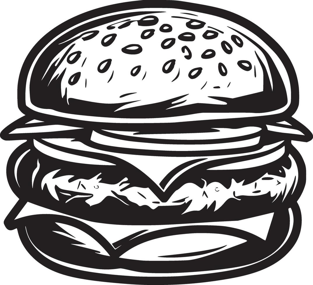 hamburguesa vector negro y blanco