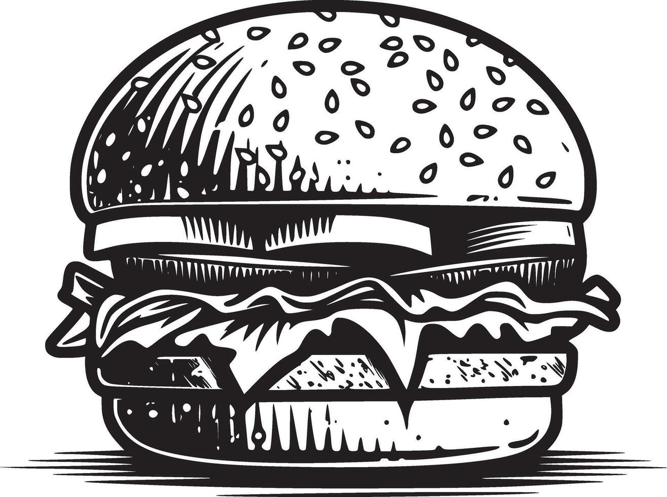 hamburguesa vector negro y blanco
