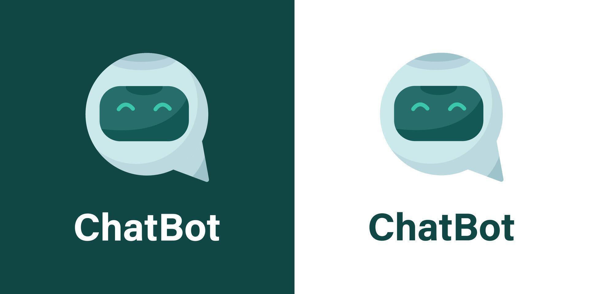 Robot chat logo set. Artificial Intelligence. Vector graphics