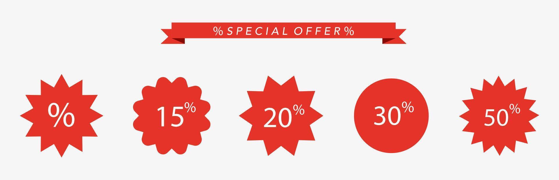 Badges with discounts. Special offers. Promo code Vector graphics