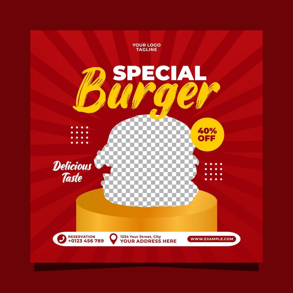 especial hamburguesa social medios de comunicación bandera enviar vector modelo
