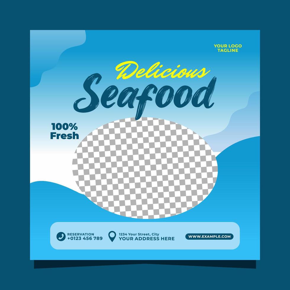 Delicious  seafood social media banner post vector template