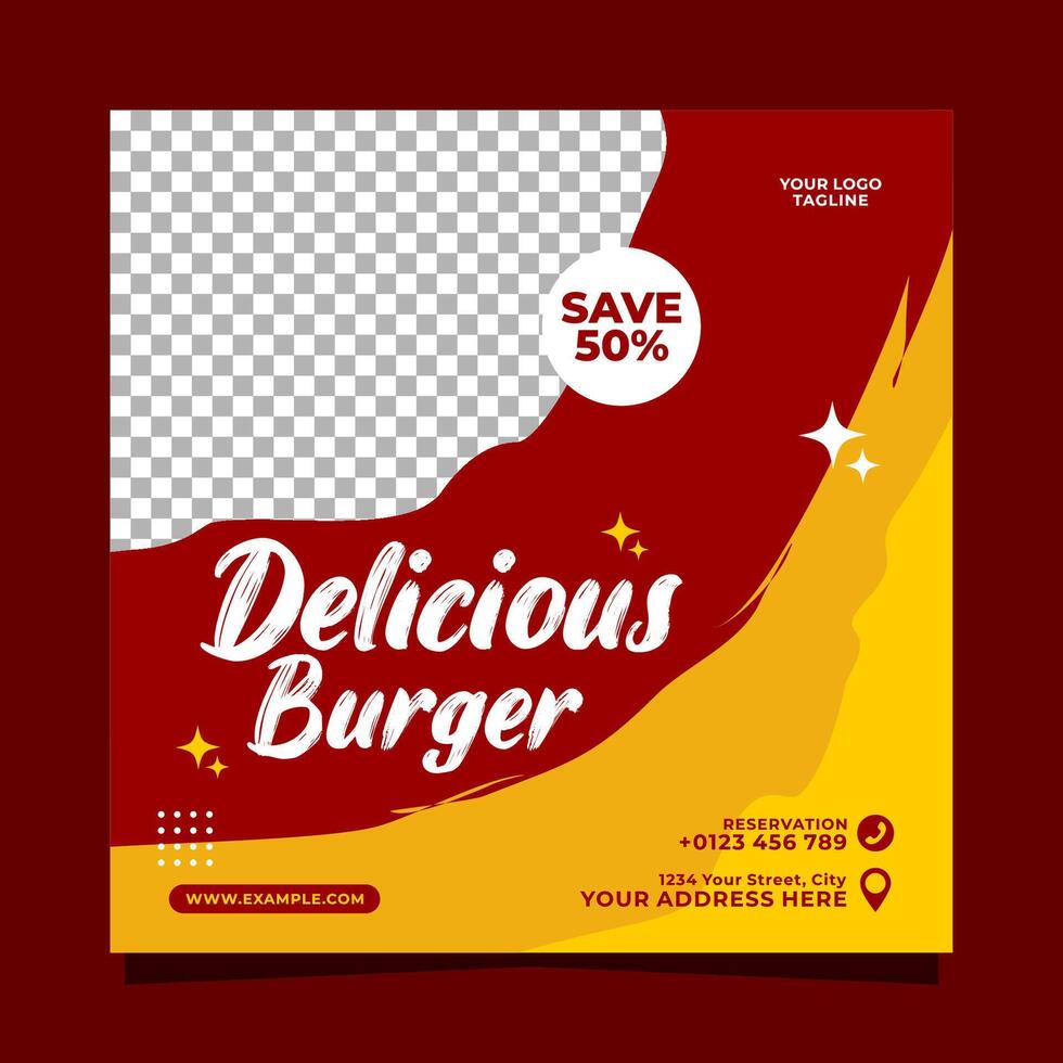 Delicious burger social media banner post vector template.eps
