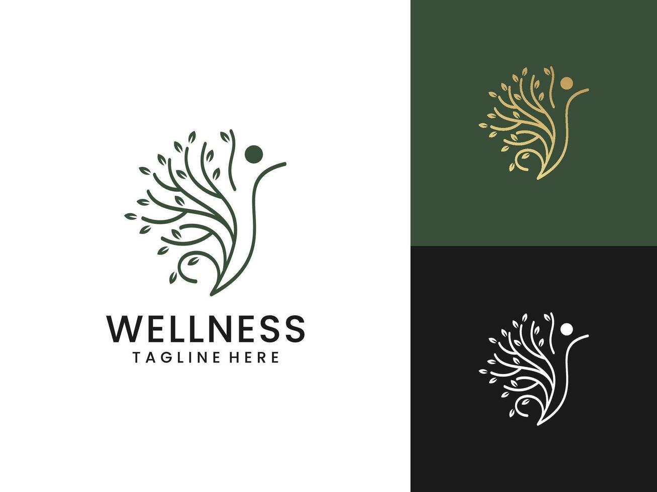 Tree and leaf abstract wellness logo design vector