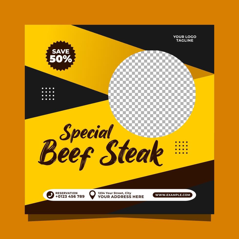 Special beef steak social media banner post vector template
