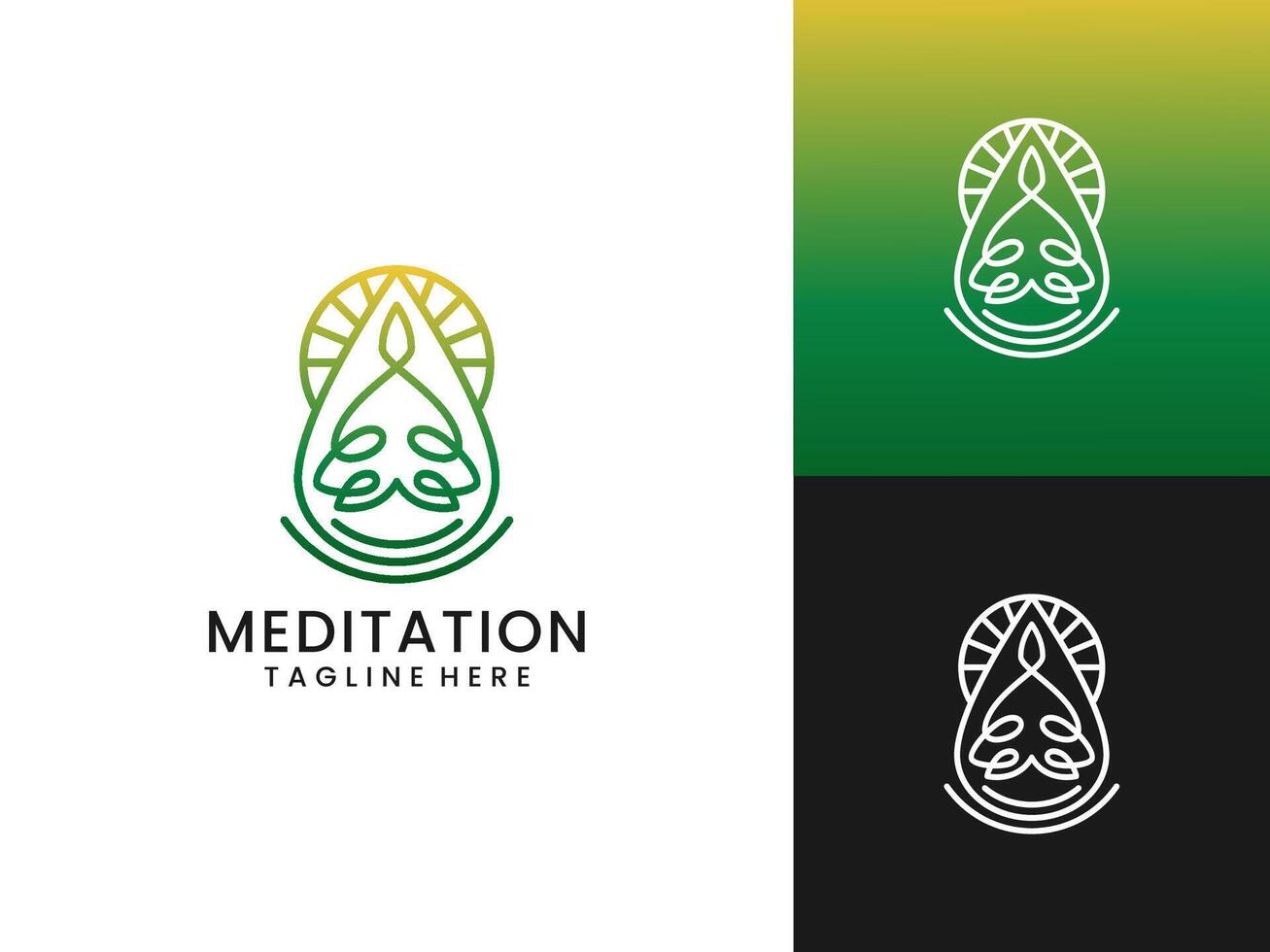 Water and sun meditation yoga logo design vector