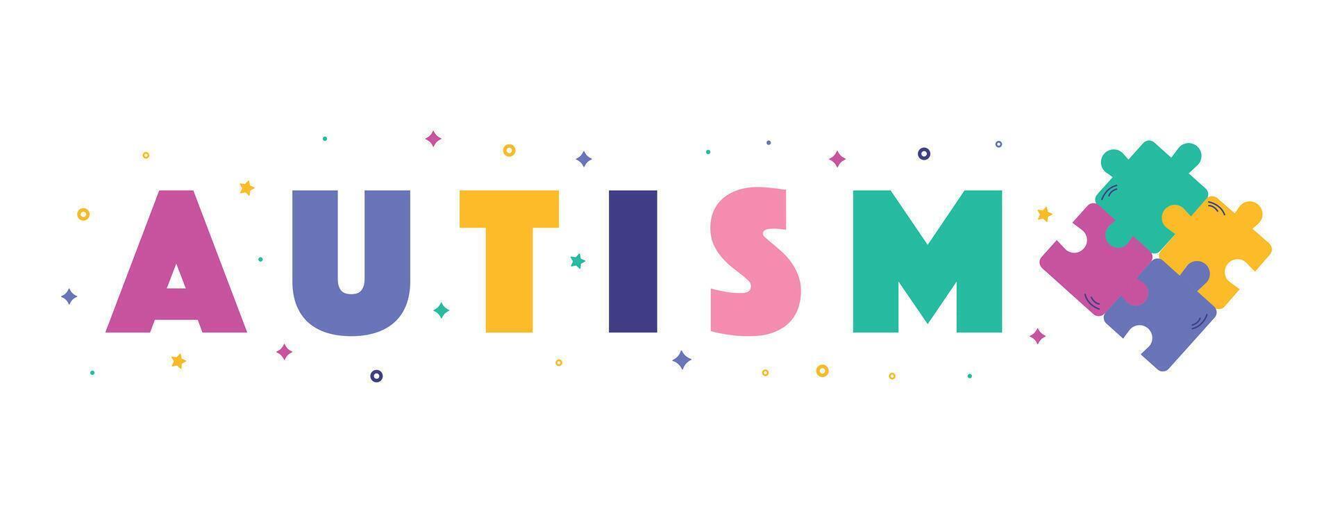 Autism puzzle card. Banner. Logo. Vector graphics