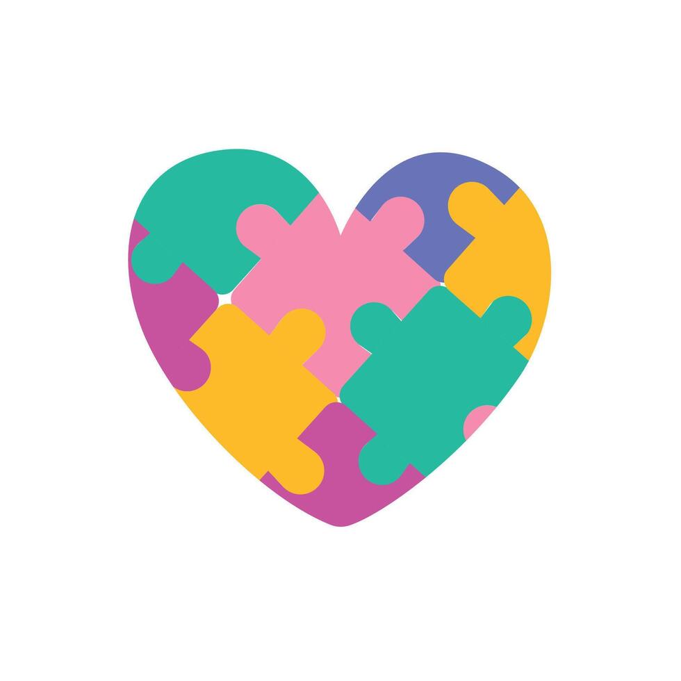 Autism puzzle heart. Logo. Vector graphics