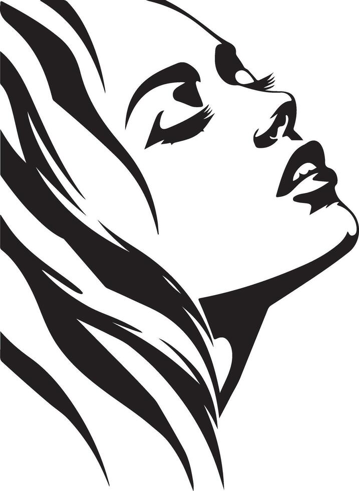 A modern logo for women comprised of a vectorized black and white silhouette vector