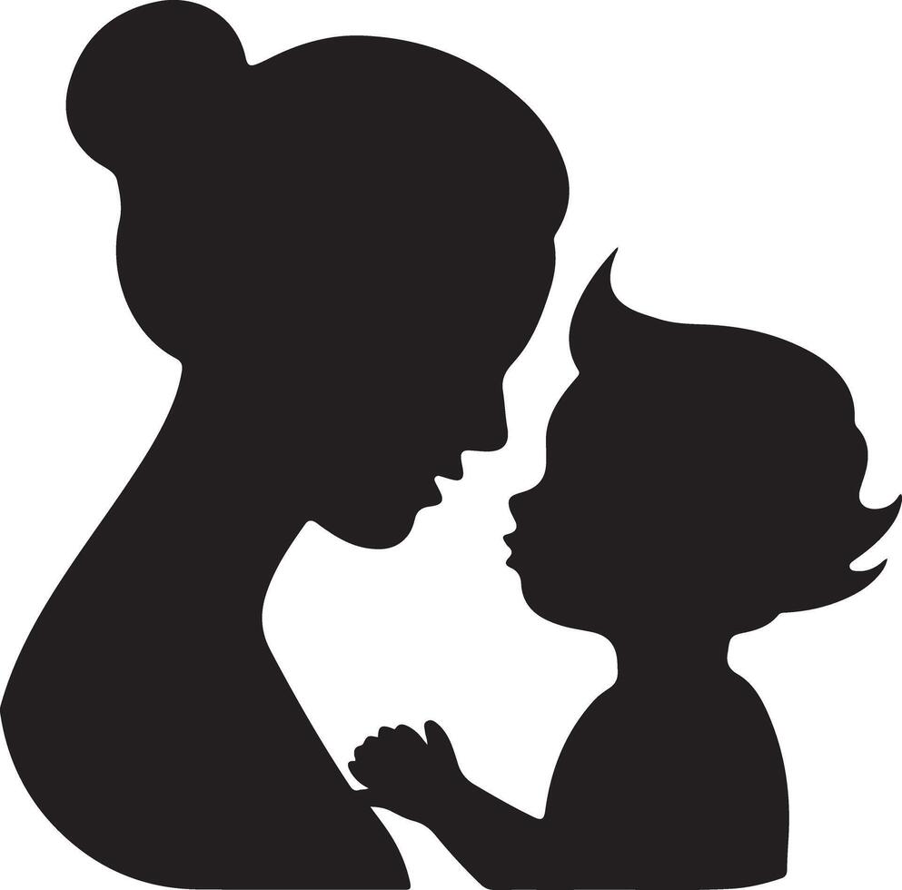 Silhouette of A mother holding her child close vector