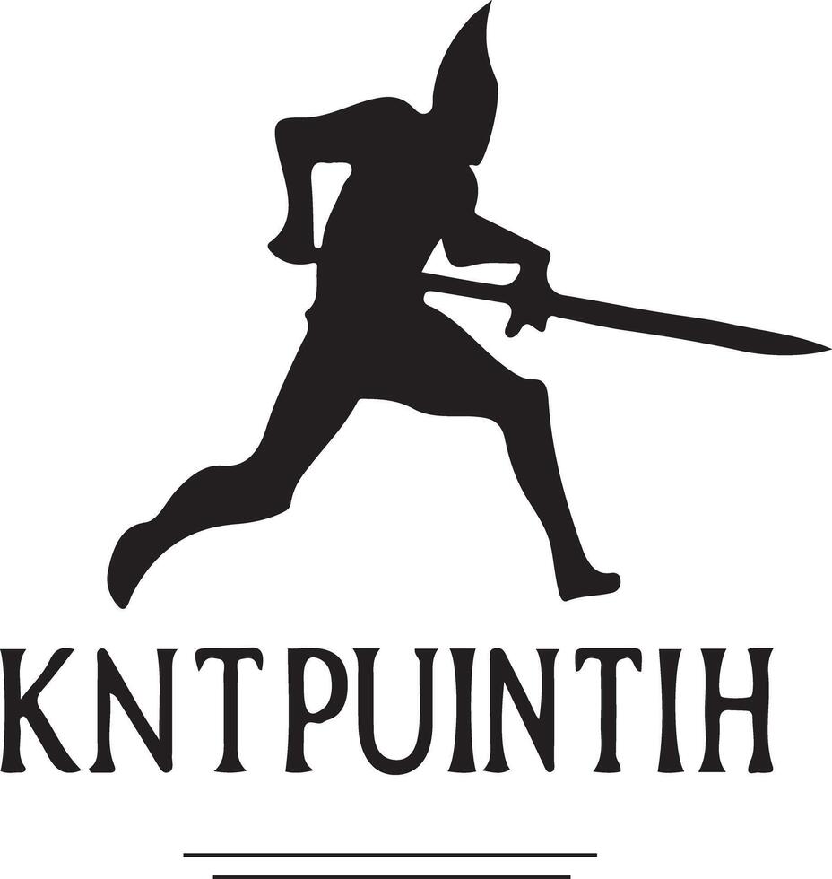 Minimalist black knight run smooth line mix logo vector