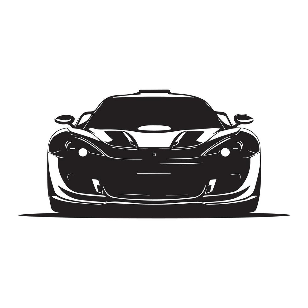 Sports Car Front View Silhouette Isolated White Background Car Design Vector Stock Vector