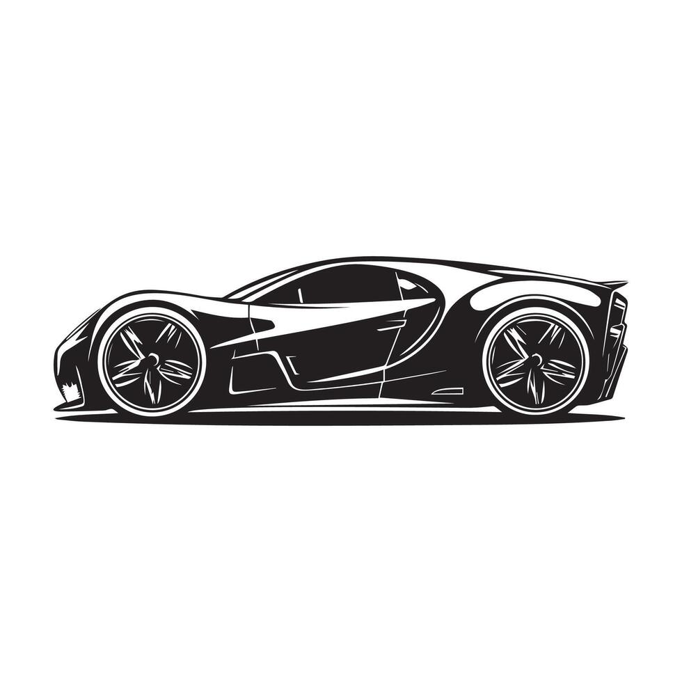 Sports car silhouette vector illustration with side,