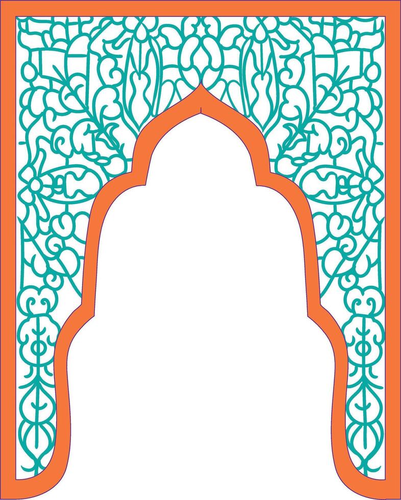 a design islamic decorative background in orange with green and blue on it. vector illustration