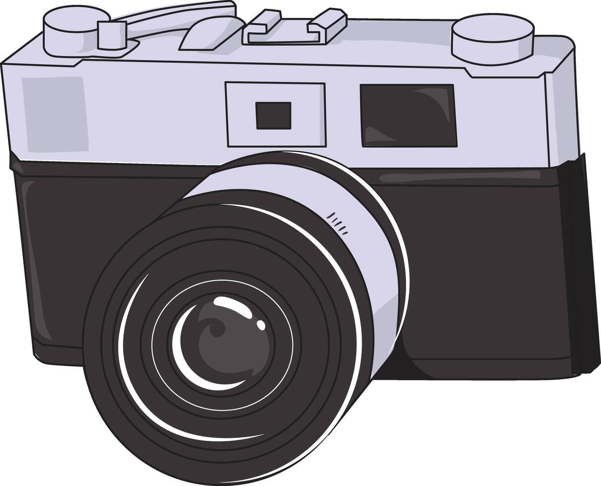 a drawing of a camera with a black and white drawing of a camera. vector