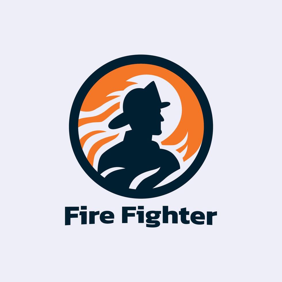 Modern Firefighter Logo Emblem Minimalist Elegance and Editable Colors vector