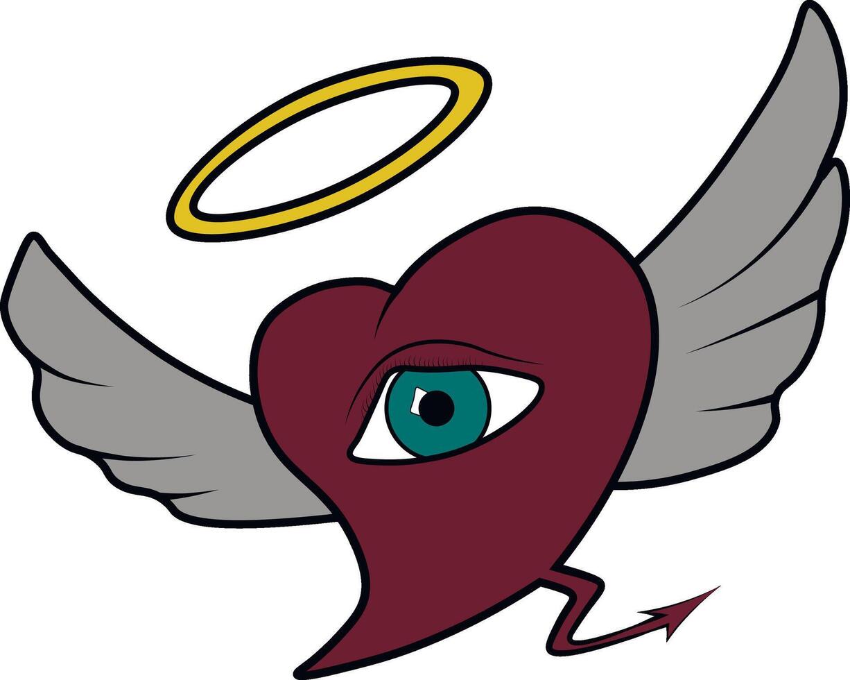 Heart with eye and wings vector