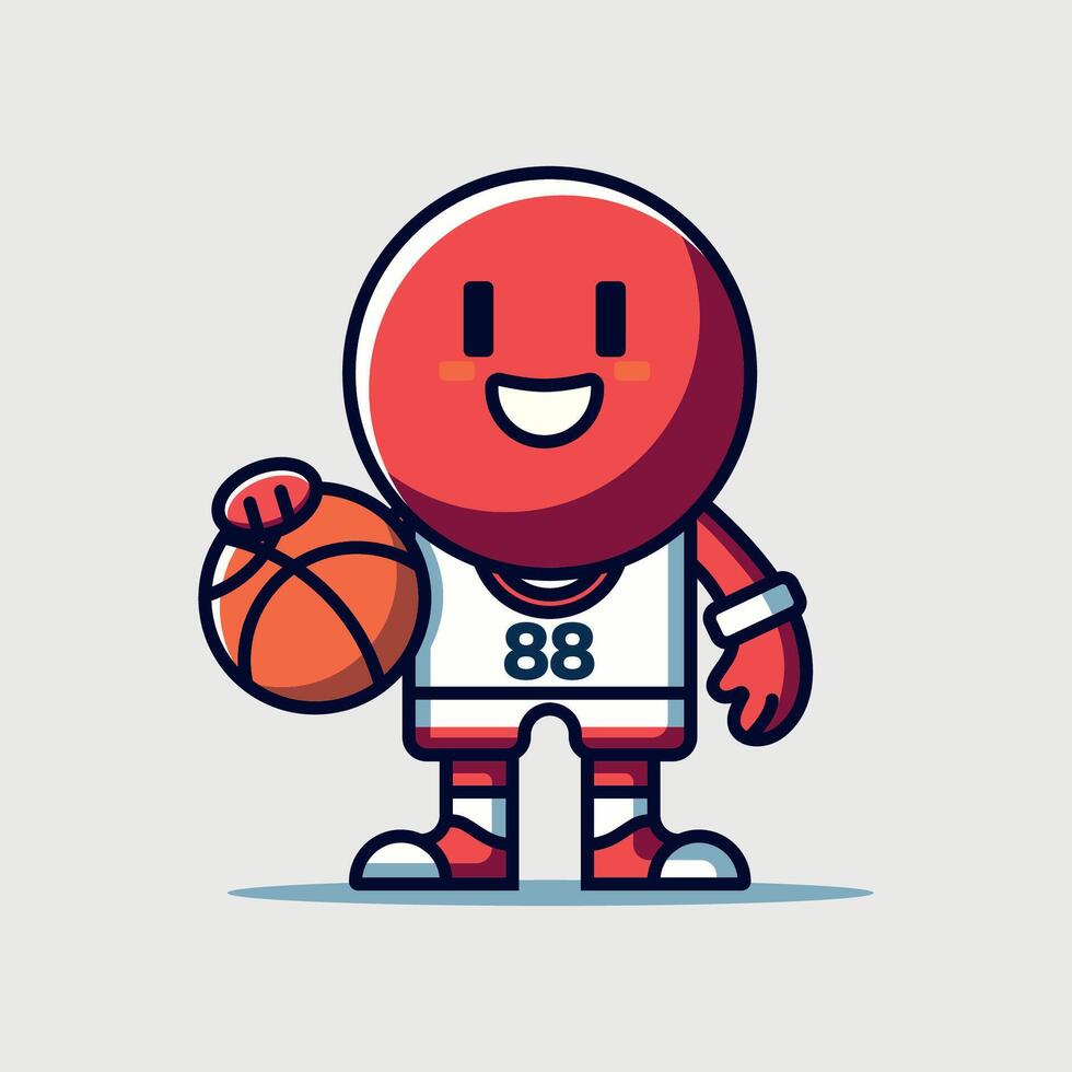 Hand-Drawn Trendy Retro Cartoon Vector Basketball Mascot