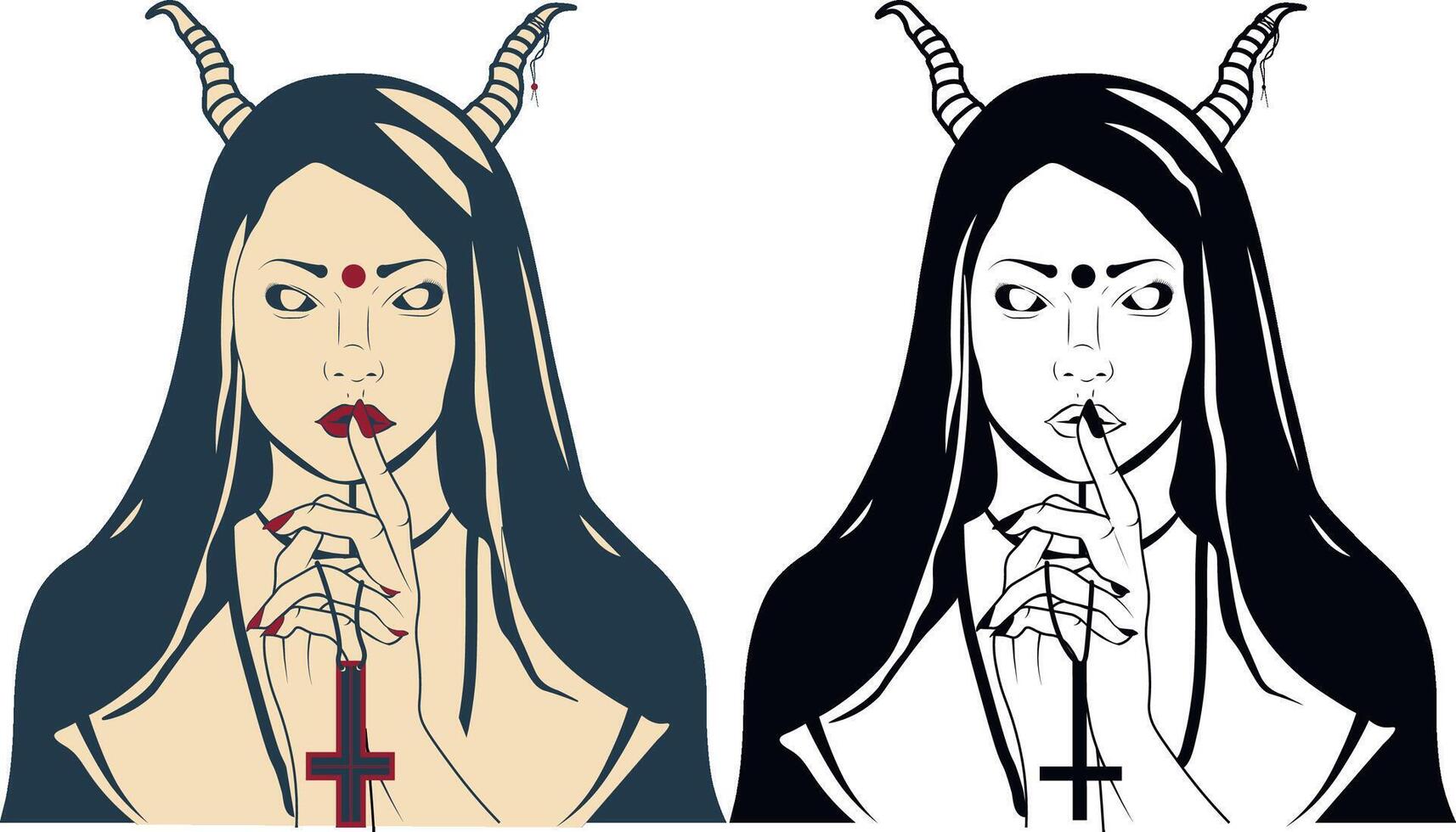 Drawing of a nun girl vector