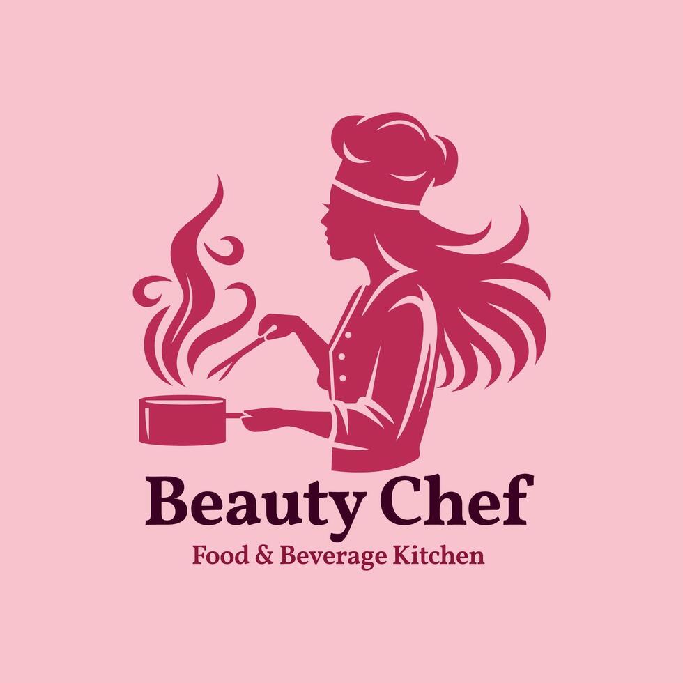 moderno mujer cocina cocinero logo ideal para comida negocios vector