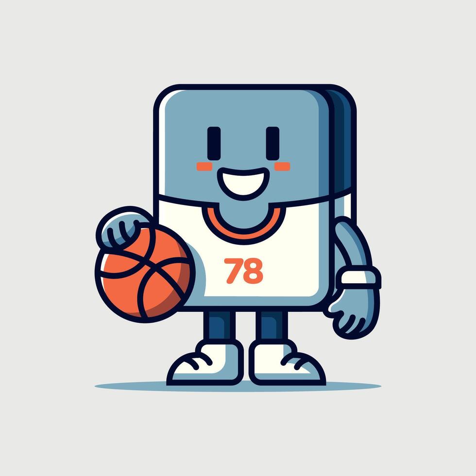 Hand-Drawn Trendy Retro Cartoon Vector Basketball Mascot