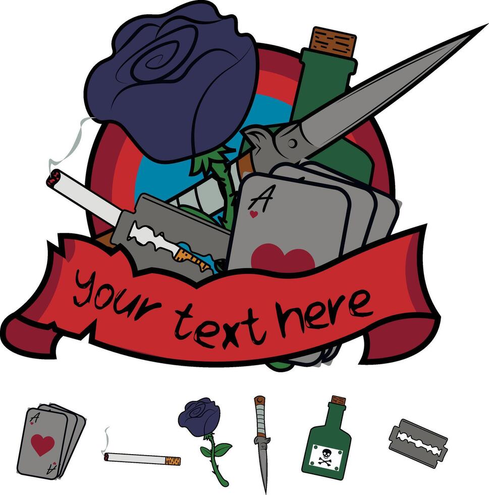 Aggressive logo and all its elements separately vector