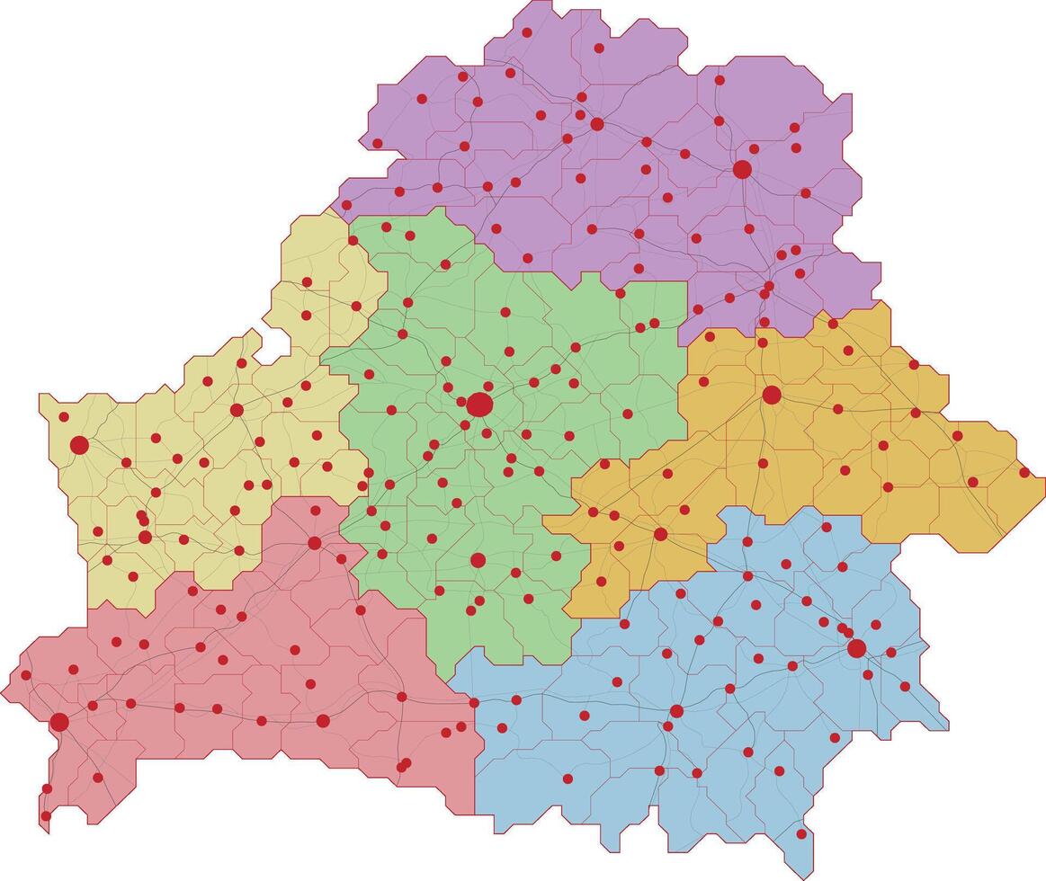 Map of cities in Belarus vector