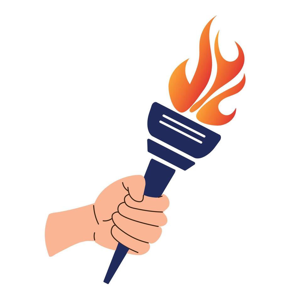 Hand with flaming torch. victory and hornor concept - vector illustration.