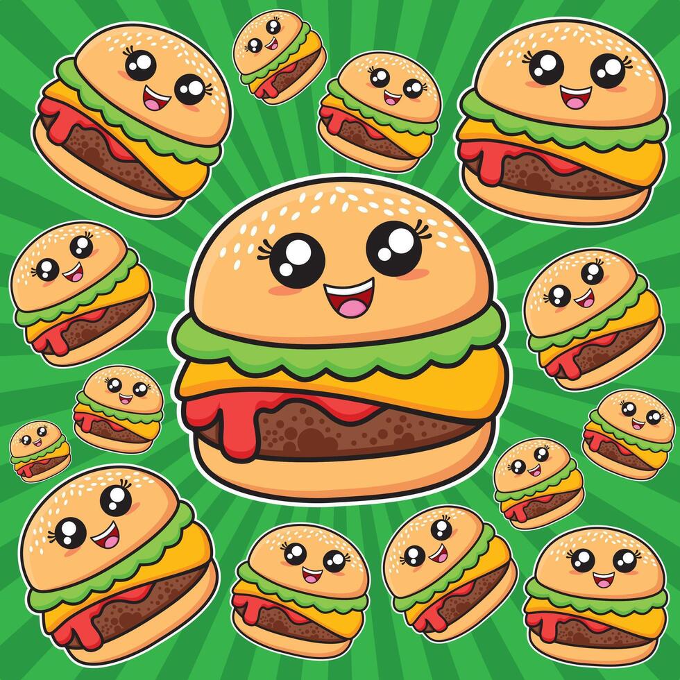 happy burgers background vector