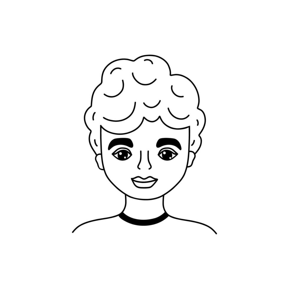 Male face in doodle style vector
