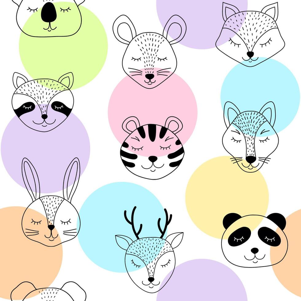 Seamless pattern with cute animals vector