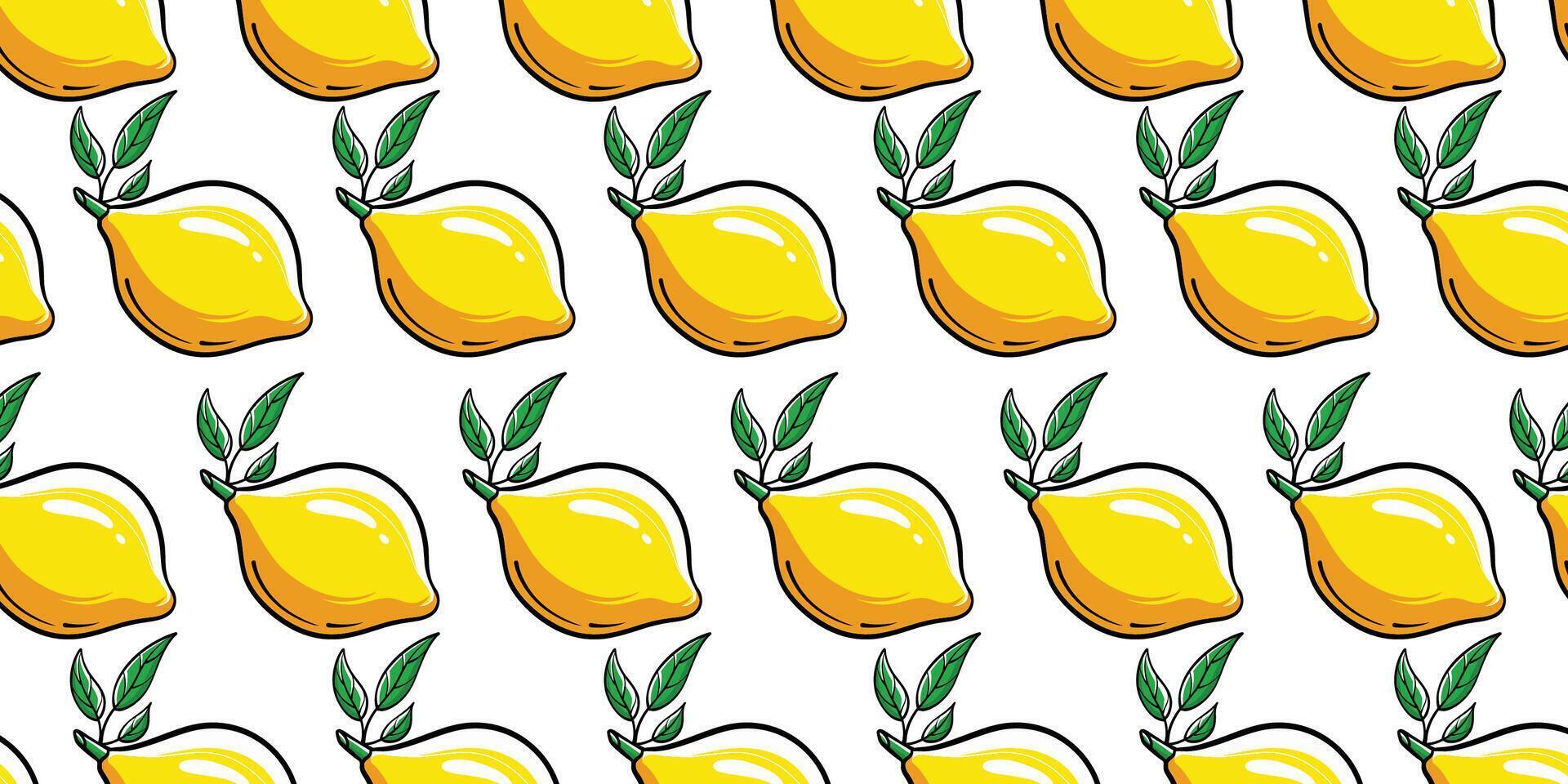 Vector lemon fruit with seamless  pattern background