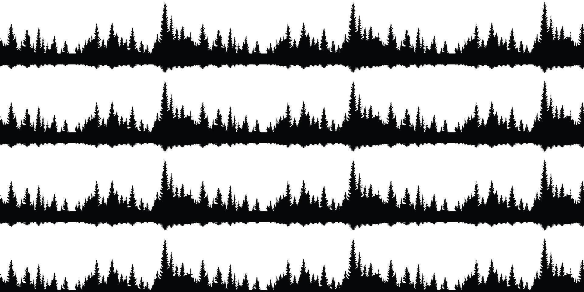 Vector forest silhouette with seamless pattern background