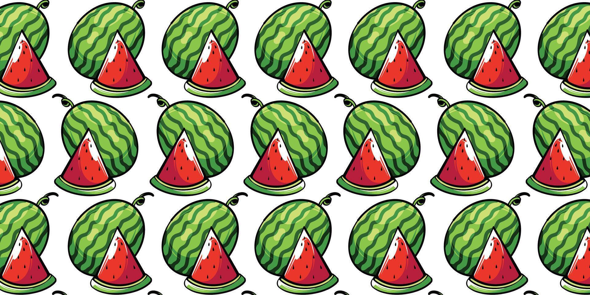 Vector watermelon fruit with seamless pattern background