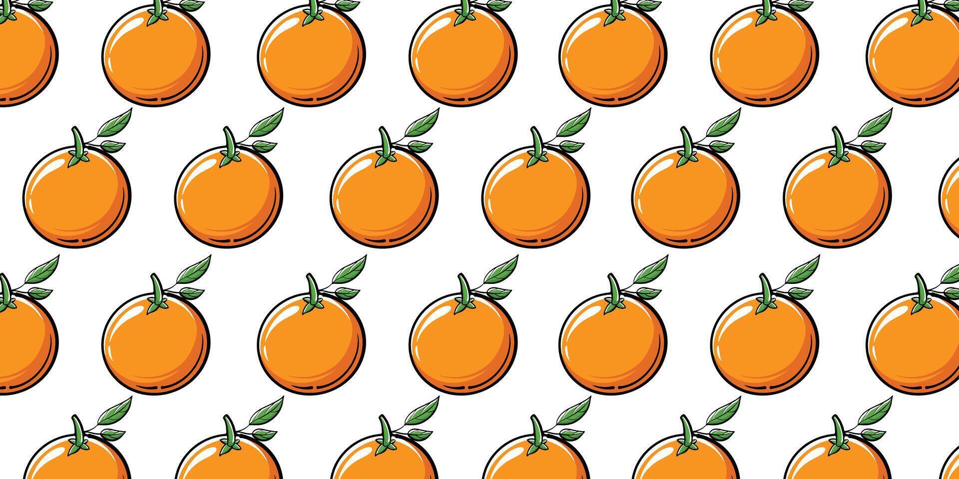 Vector orange fruit with seamless pattern background