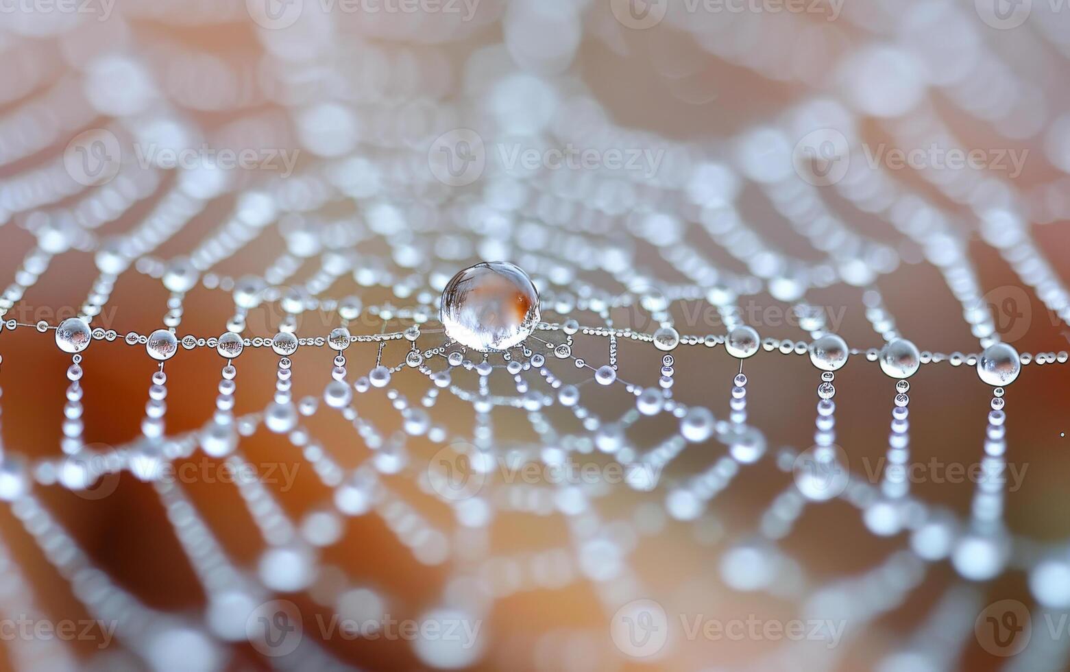 AI generated Water droplets on spider web photo